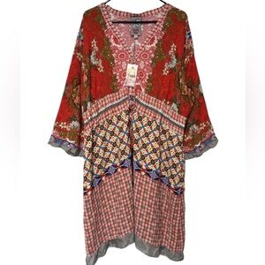 Johnny Was silk contrast “Rayne” dress NWT